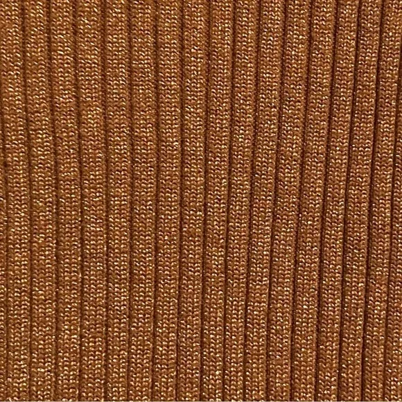 Dolan metallic gold v neck long bishop sleeve ribbed knit sweater dress - Picture 10 of 10